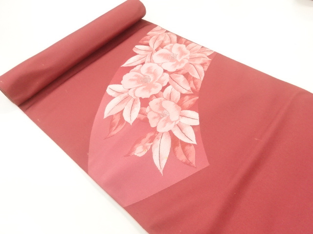 JAPANESE KIMONO / ANTIQUE BOLT FOR NAGOYA OBI / SILK / WOVEN CAMELLIA